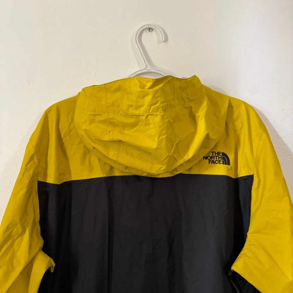 The North Face HyVent Rain Jacket Mens XL Yellow Black Colorblock Vintage Hooded
